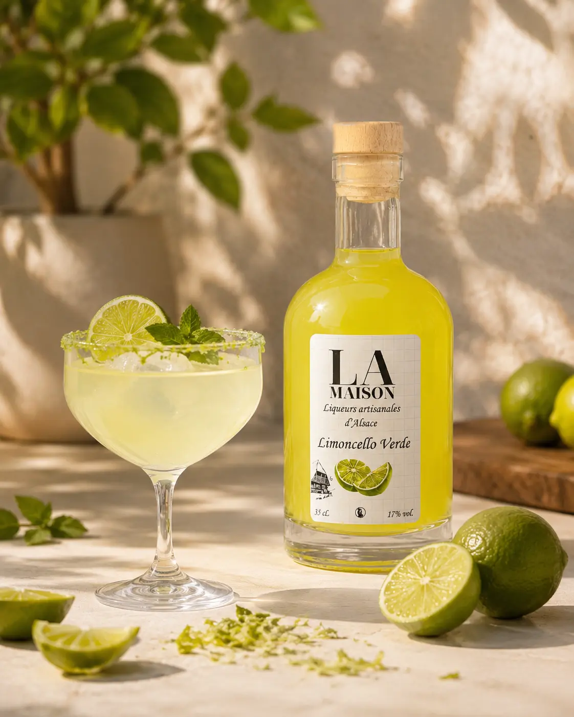 Cocktail Verde Tonic préparé avec le Limoncello Verde de La Maison